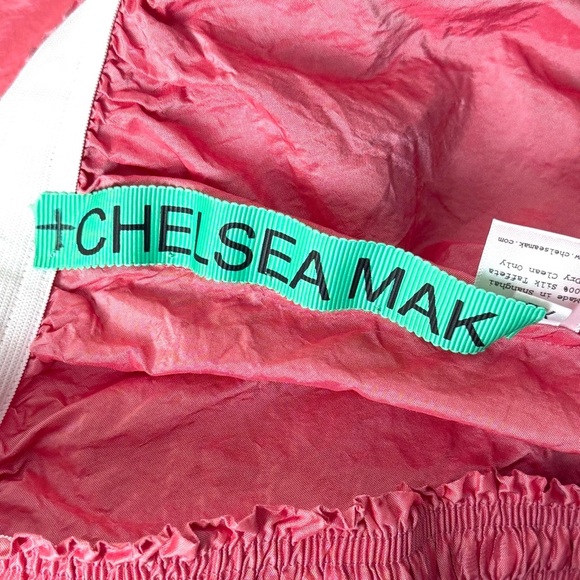 CHELSEA MAK Silk Taffeta High Rise Drawstring Waist Ankle Crop Wide Leg Pants XS - Picture 5 of 7